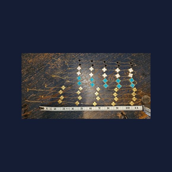 Hope, Faith, Love and Luck clover fashion necklace 16 inches black clovers - Picture 13 of 15